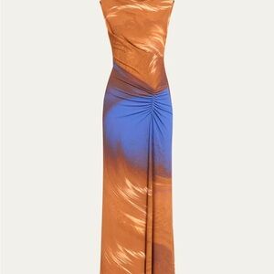 SIMKHAI Acacia Marble-Print Sleeveless Midi Dress